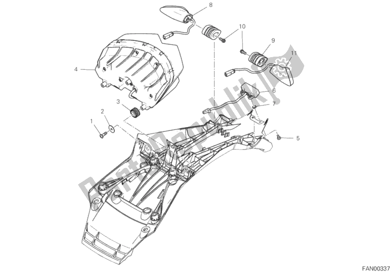 All parts for the Taillight of the Ducati Multistrada 1260 S Touring Brasil 2018